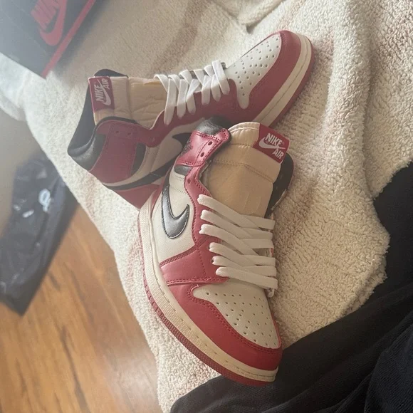 Nike Red and White Sneakers with Black Accents